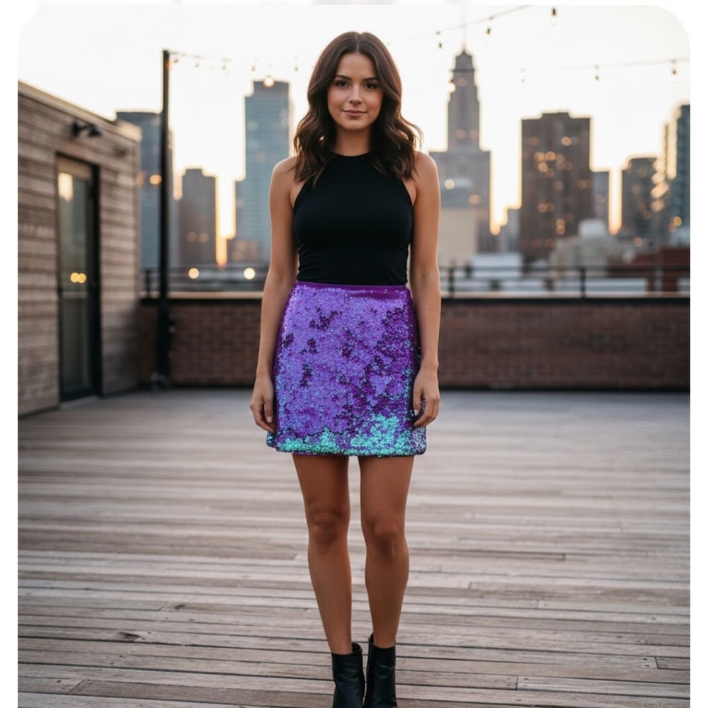 Purple Sequin Skirt size Small